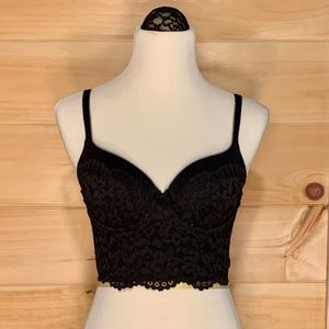 Victoria's Secret Black Lace Longline Bra